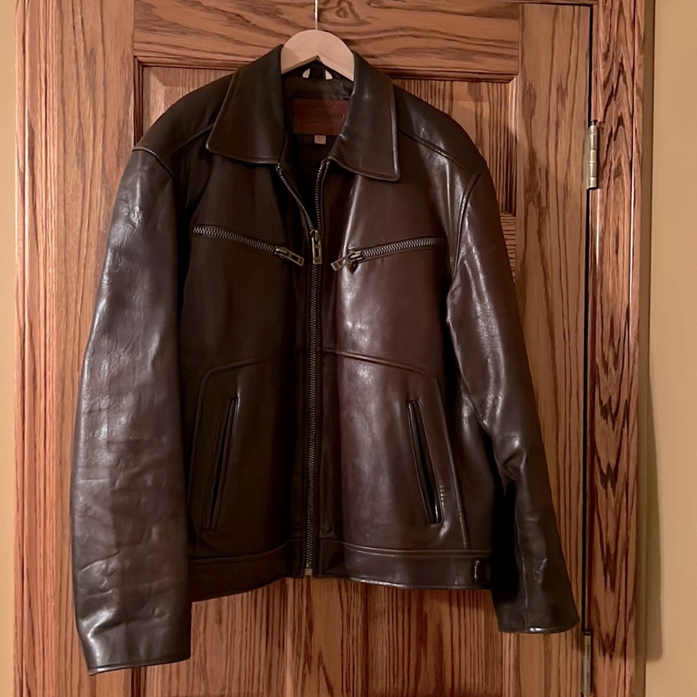 Guess Company Brown Leather Coat Men’s Large